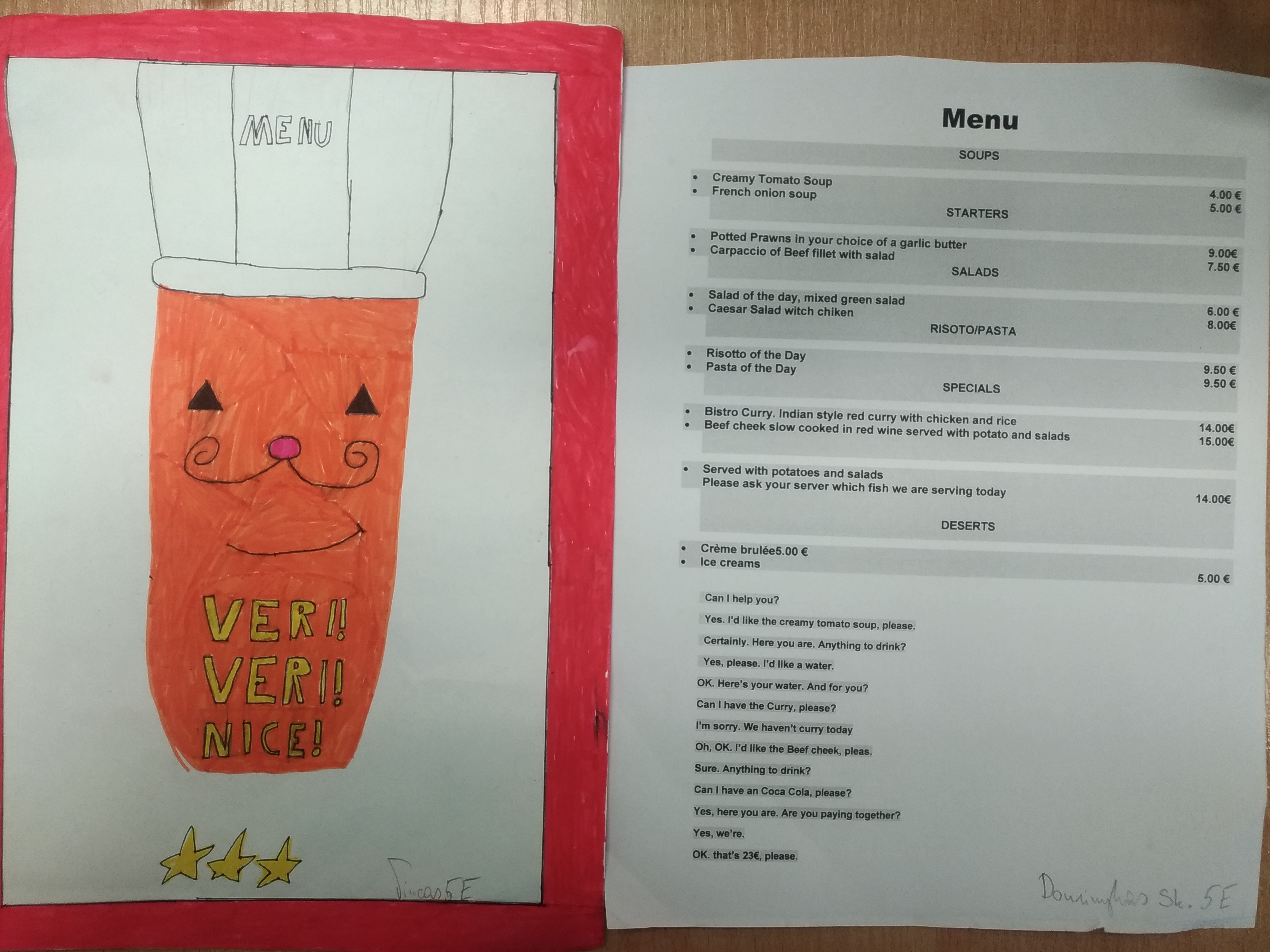 Project Ordering Food and Drinks in a Cafe MENU level A2 Vilnius Jonas Basanavičius pregymnasium 5th graders 2019 (24)