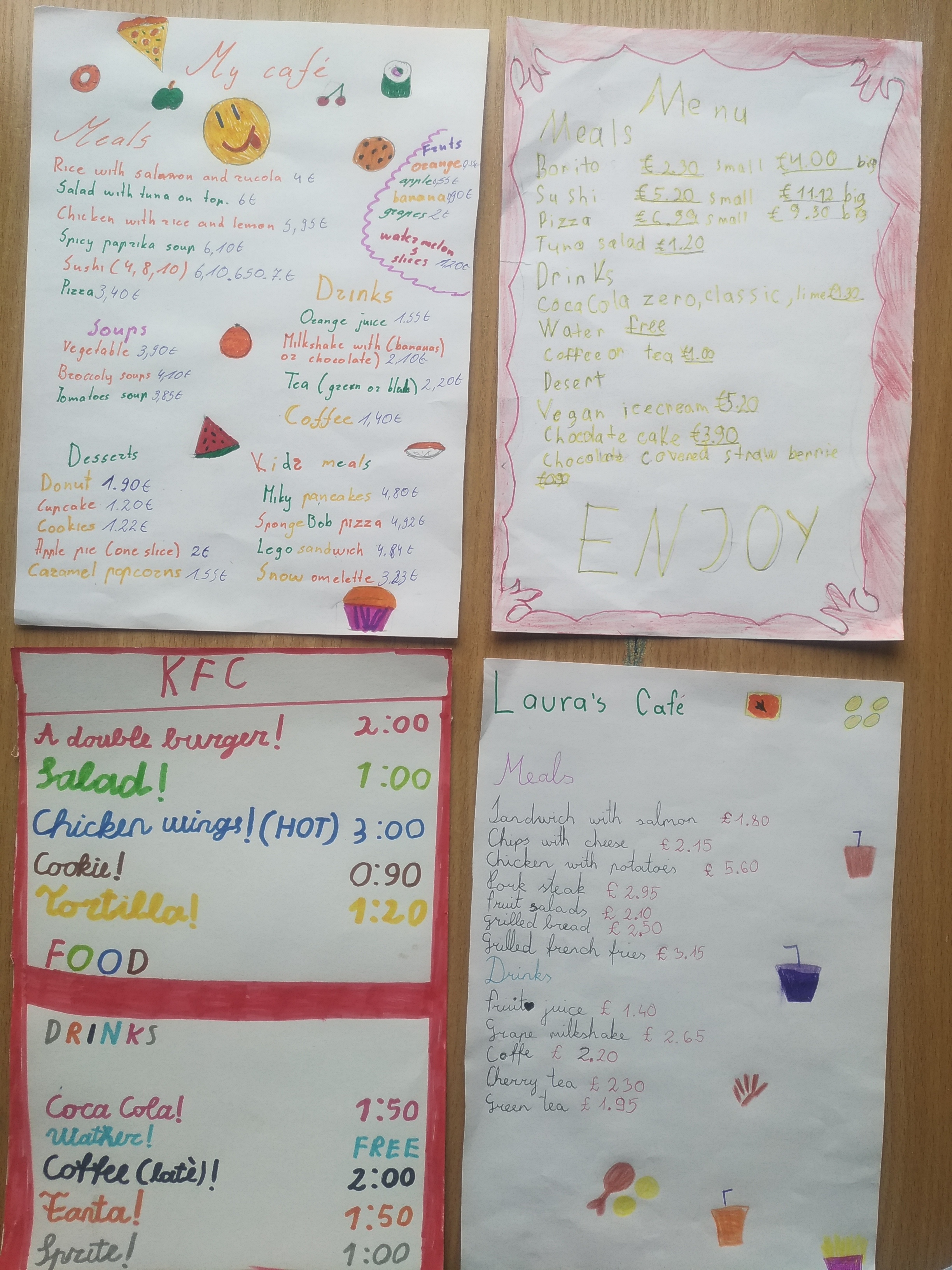 Project Ordering Food and Drinks in a Cafe MENU level A2 Vilnius Jonas Basanavičius pregymnasium 5th graders 2019 (27)